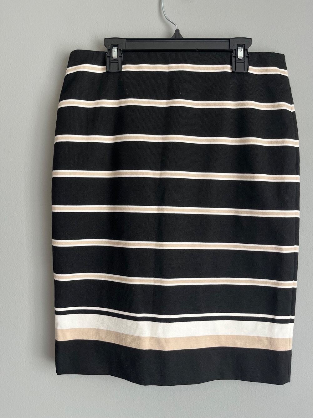 White House Black Market Women's 4 Striped Preppy Pencil Skirt Stretch Zip